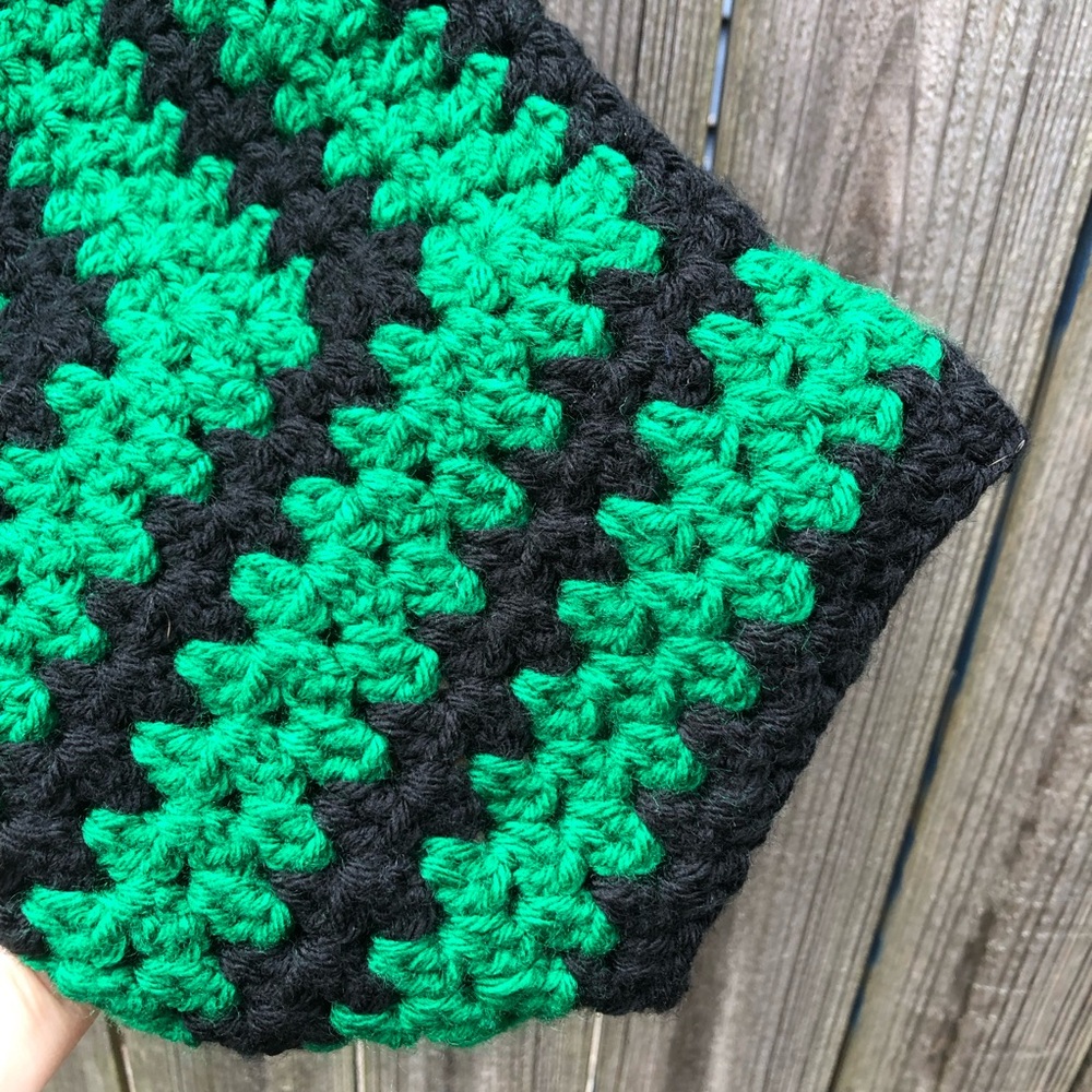 Handmade Crochet Cardigan Color Block Granny Square Open Front Slouchy - Picture 5 of 10